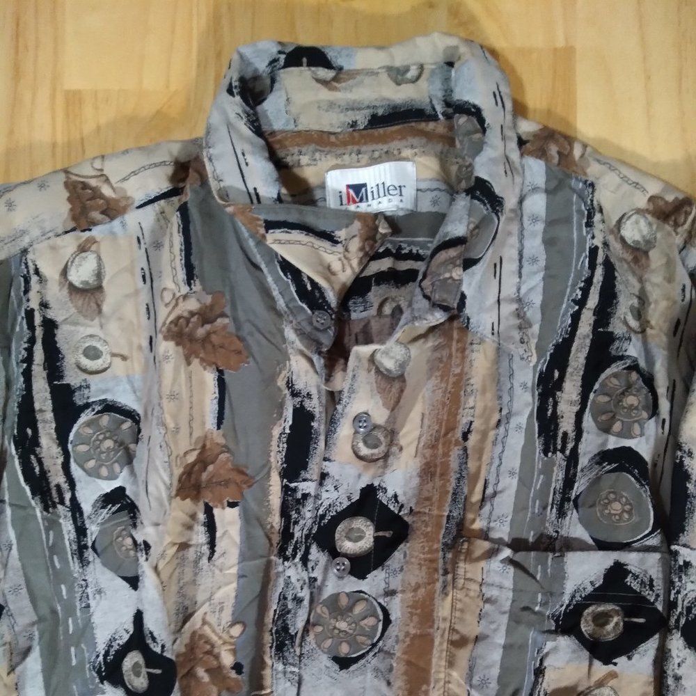 Vintage Abstract Pattern Button Down Shirt - image 3